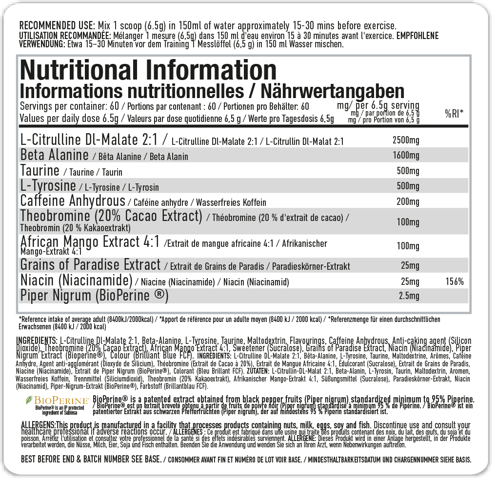 PER4M WORLD CLASS PRE-WORKOUT UK (60-Servings)