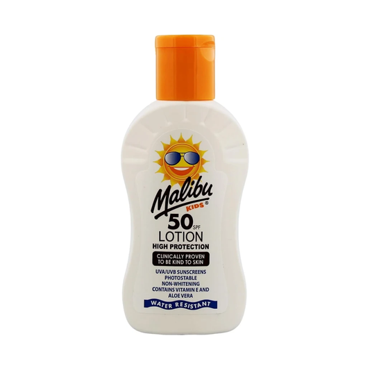 Malibu Kids SPF 50 Sun Lotion, Moisturising Kids Sunscreen for Body, 100ml | High Protection Sun Cream for Children, Water Resistant, Summer Essential
