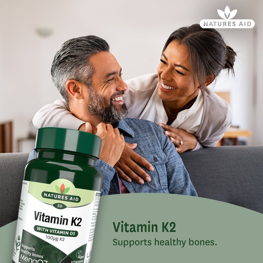 Natures Aid Vitamin K2 MenaQ7 (with Vitamin D3) 30 Capsules