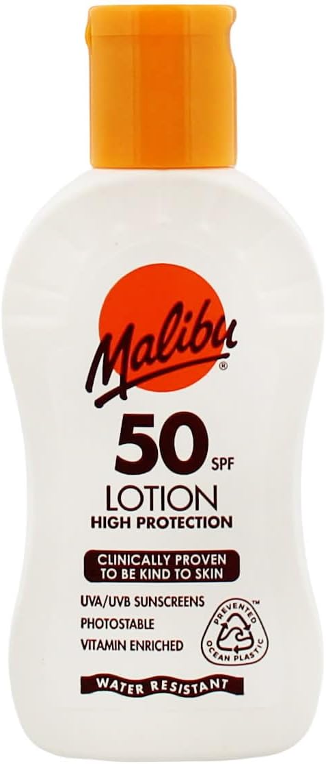 Malibu Sun SPF 50 Lotion, Very High Protection Sun Cream, Water Resistant, Vitamin E and Aloe Vera Extract, 100ml