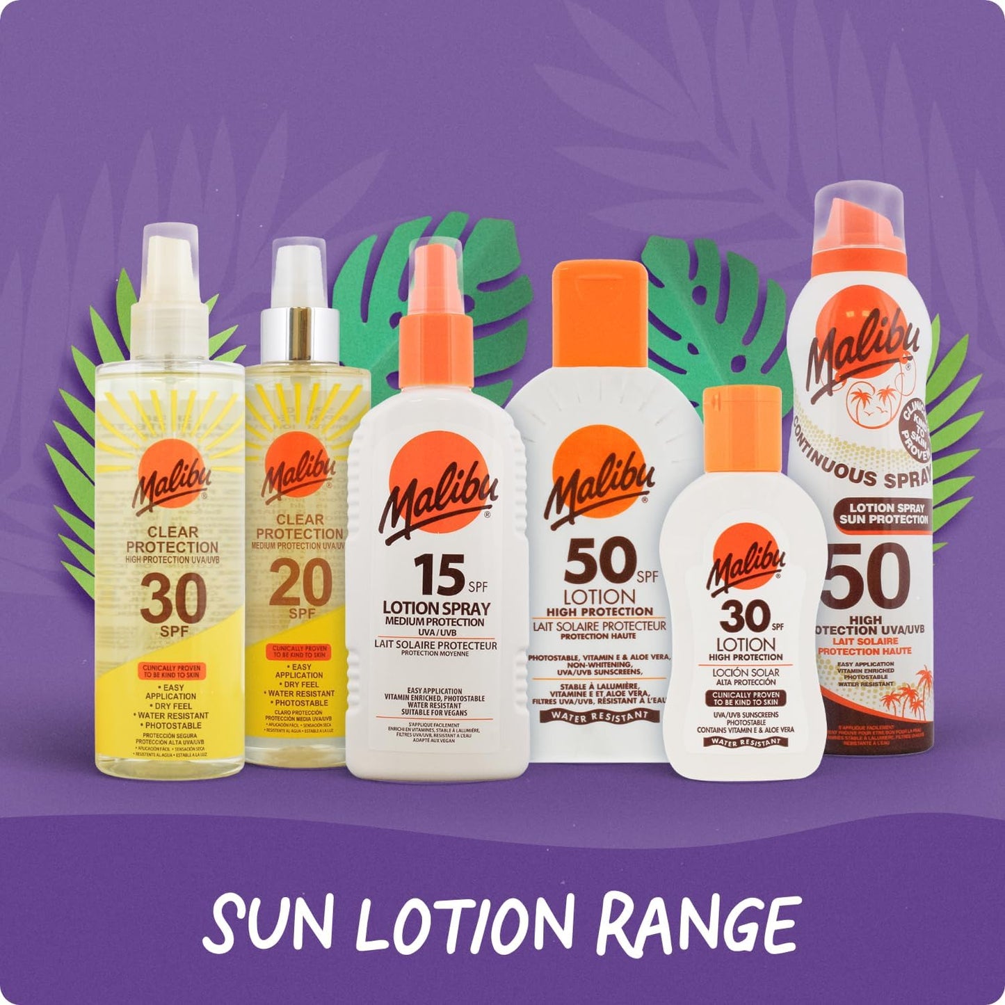Malibu Sun SPF 50 Lotion, Very High Protection Sun Cream, Water Resistant, Vitamin E and Aloe Vera Extract, 100ml