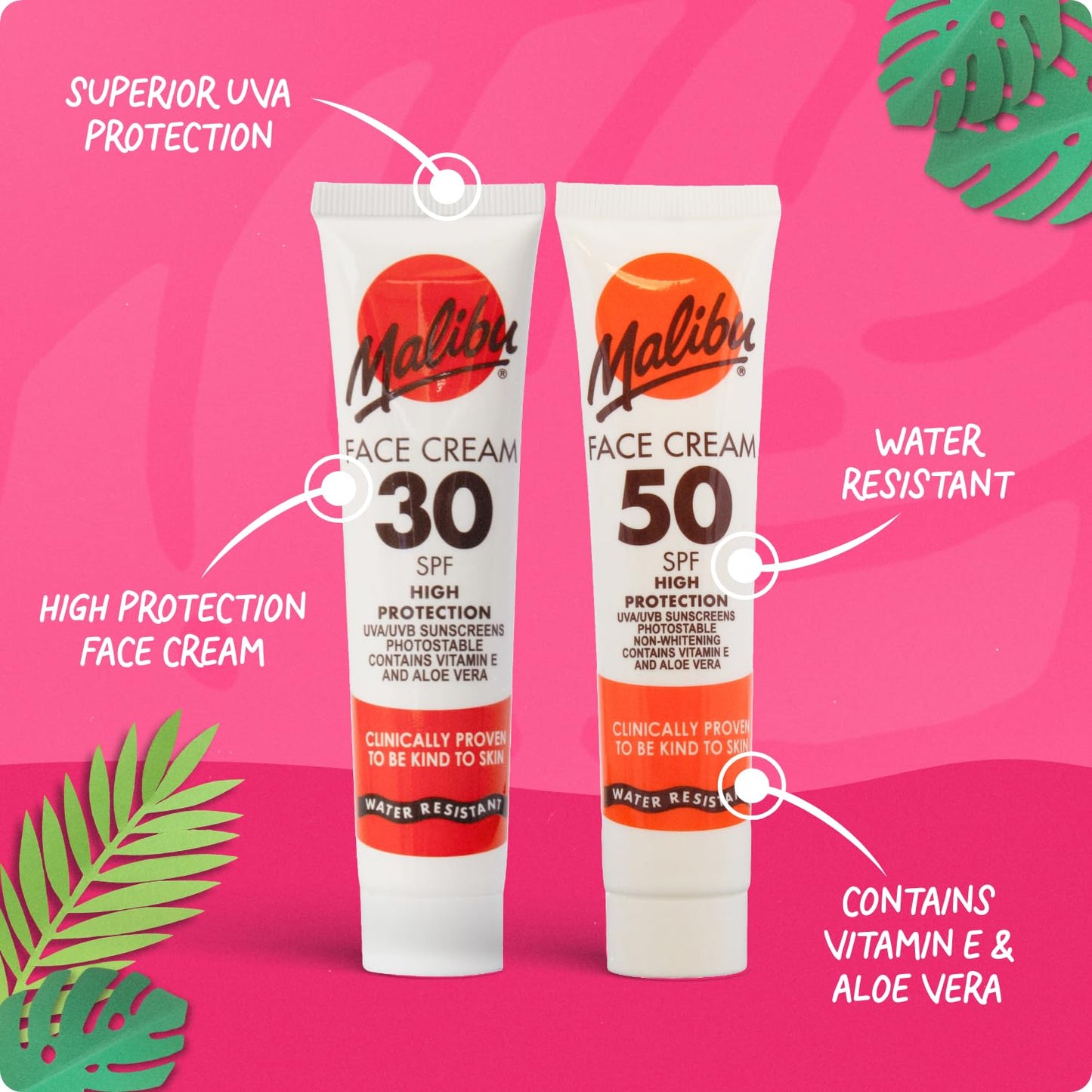 Malibu Sun SPF 50 Face Cream, Vitamin Enriched Face Sun Cream, 40ml