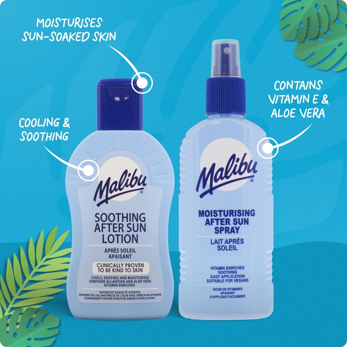 Malibu Sun After Sun Soothing Moisturising Lotion, Vitamin Enriched 200ml Cooling & Hydrating, Aloe Vera, Vitamin E & Allantoin, For Sun-Exposed Skin, Travel Friendly