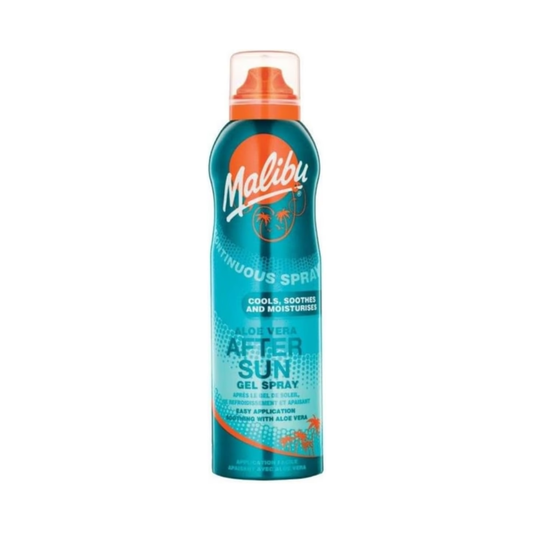 Malibu Sun Aloe Vera Gel Spray, Soothing After Sun Continuous Spray, 175ml Cooling Gel, For Sun-Exposed Skin, Moisturising & Hydrating, Helps to Maintain Tan