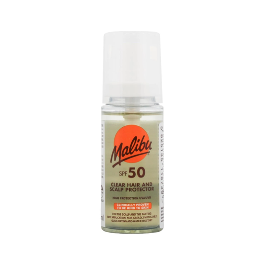 Malibu Sun Clear Hair and Scalp Protector Spray, SPF 50, Non-Greasy, Quick Drying, 50ml | Non-Greasy Quick Drying Scalp Sunscreen, Clear Hair Sun Protection