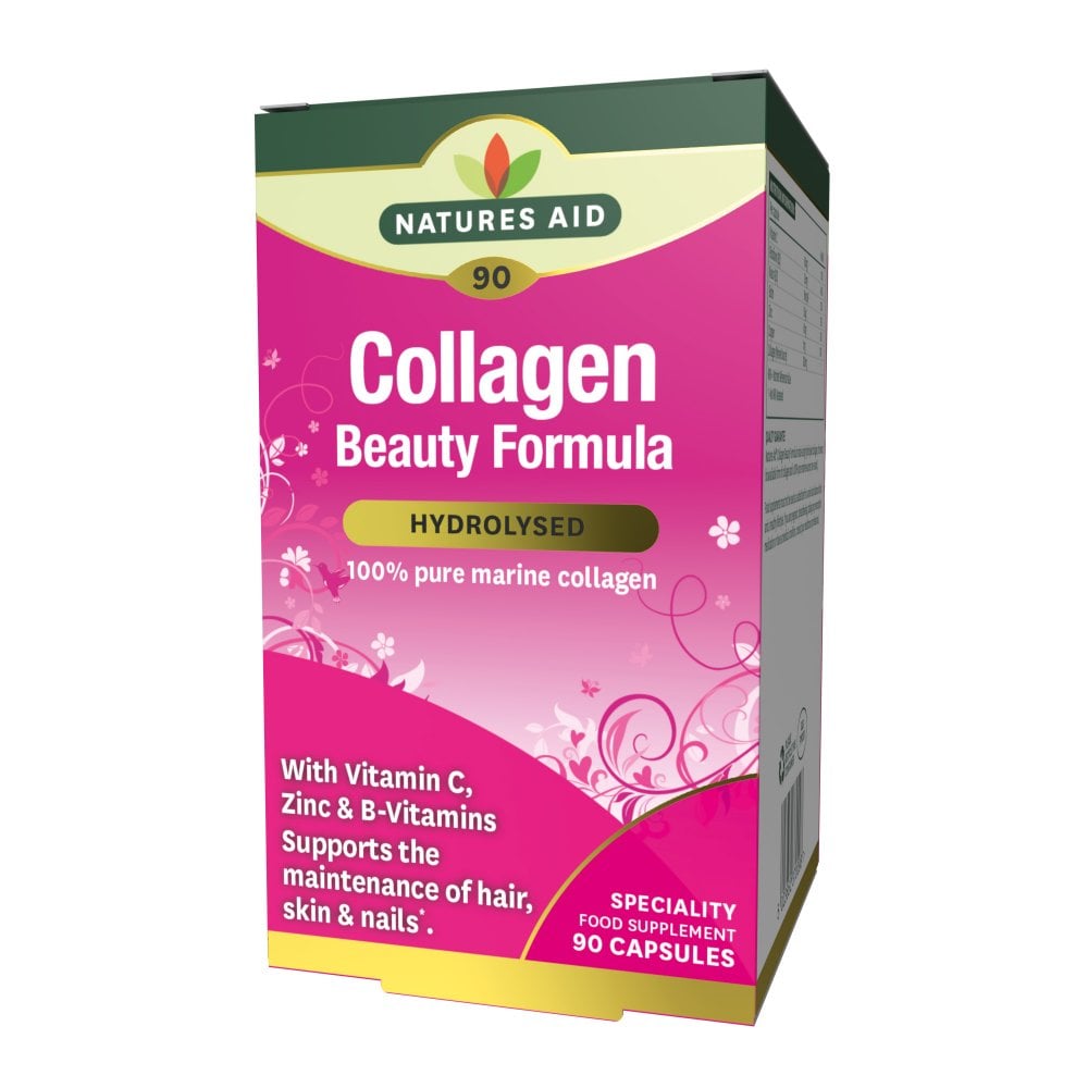 NATURES AID 100% Pure Marine Collagen Beauty Formula 500mg (90 Capsules)