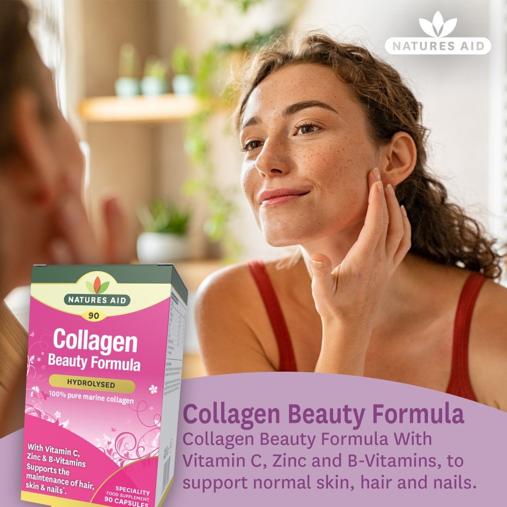 NATURES AID 100% Pure Marine Collagen Beauty Formula 500mg (90 Capsules)