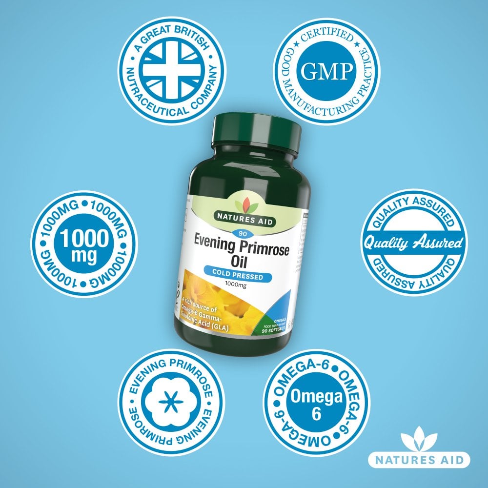 NATURES AID Evening Primrose Oil (Cold Pressed - 90 Softgels) 1000mg