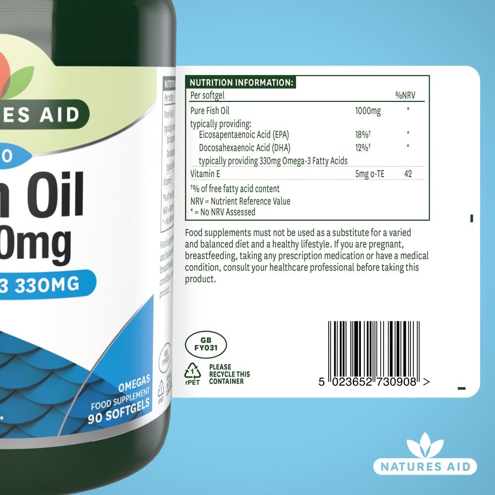 NATURES AID Fish Oil 1000mg 180 Softgels