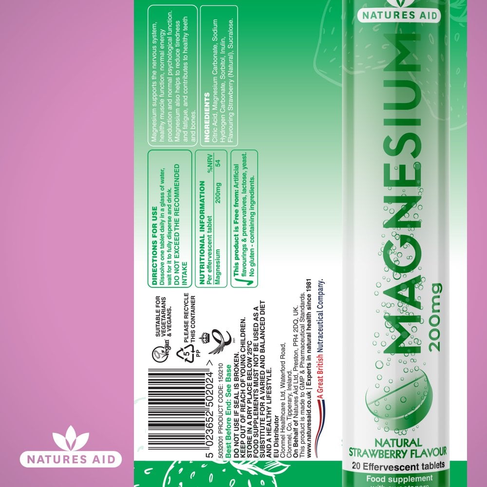 Natures Aid Magnesium Effervescent 200mg