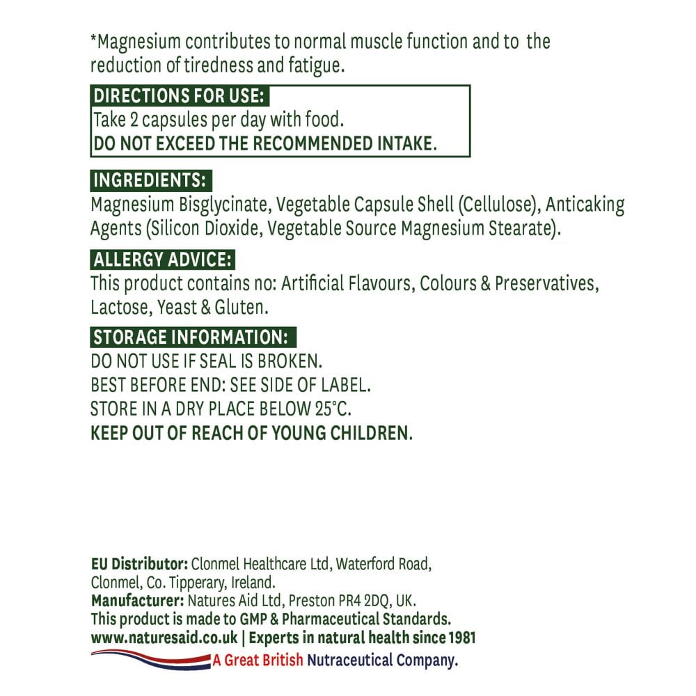 Natures Aid Magnesium Glycinate 1429 mg 90 Tablets