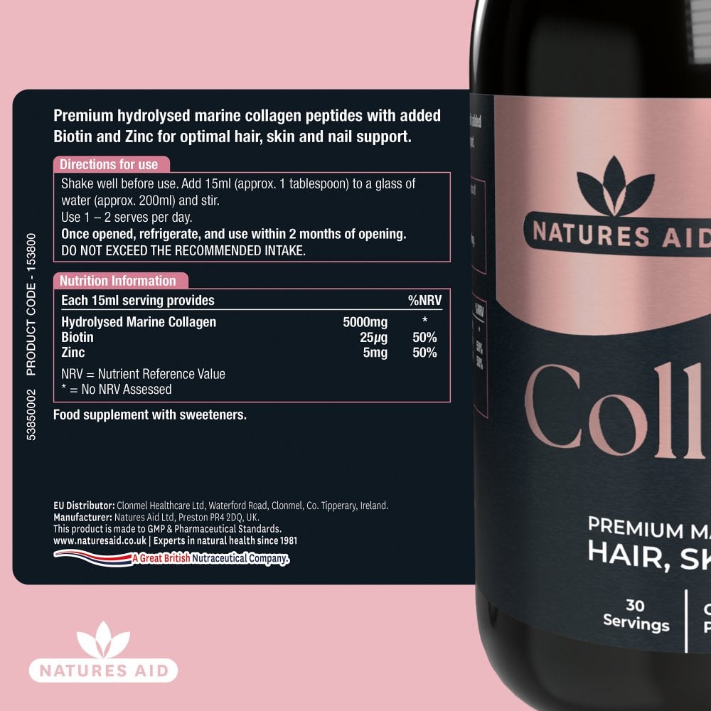 Natures Aid Marine Collagen Liquid 5000mg - Tropical 500ml