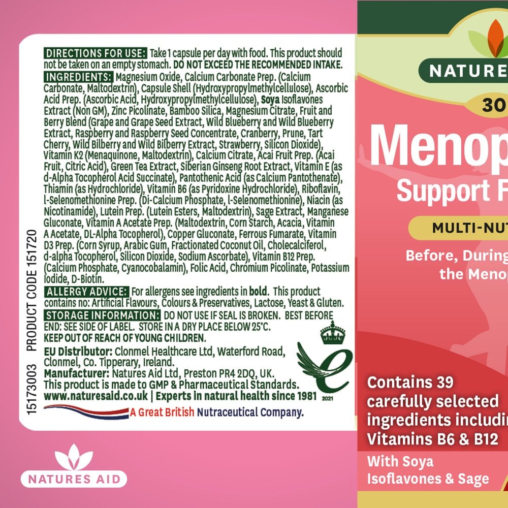 Natures Aid Menopause Support Formula 30 Capsules