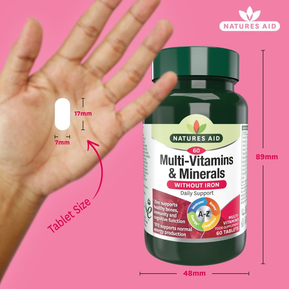Natures Aid Multi-Vitamins & Minerals (without Iron) 60 Tablets