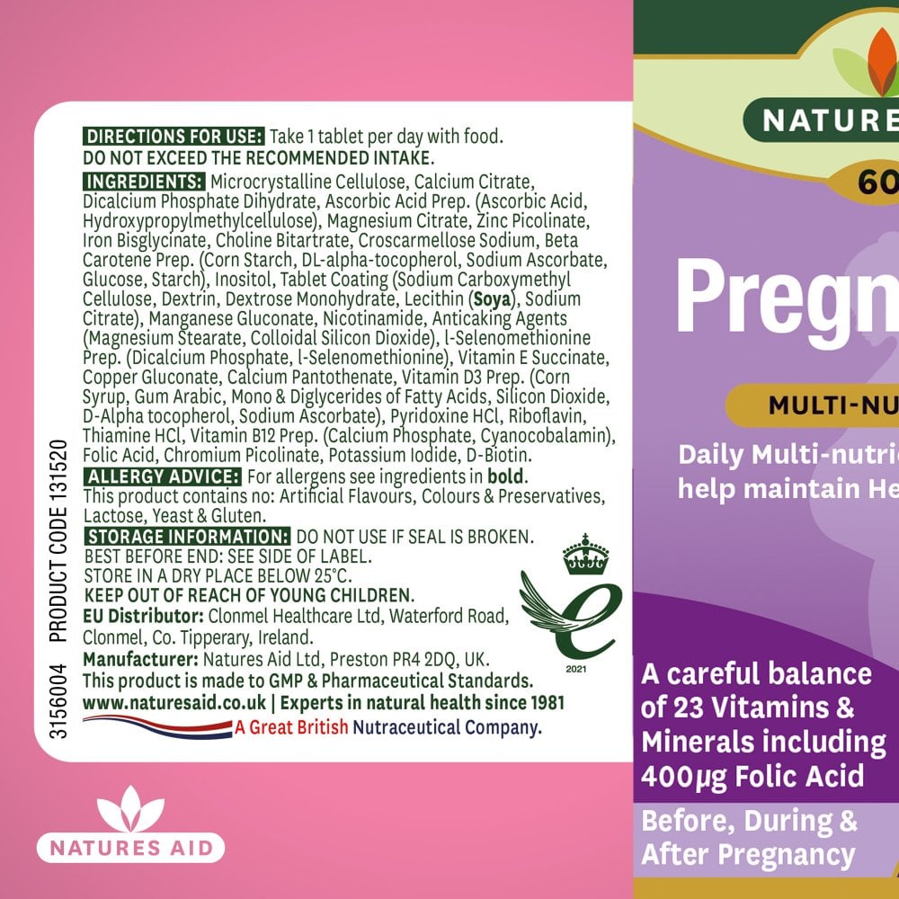 Natures Aid Pregnancy Multi-Vitamins & Minerals 60 Tablets