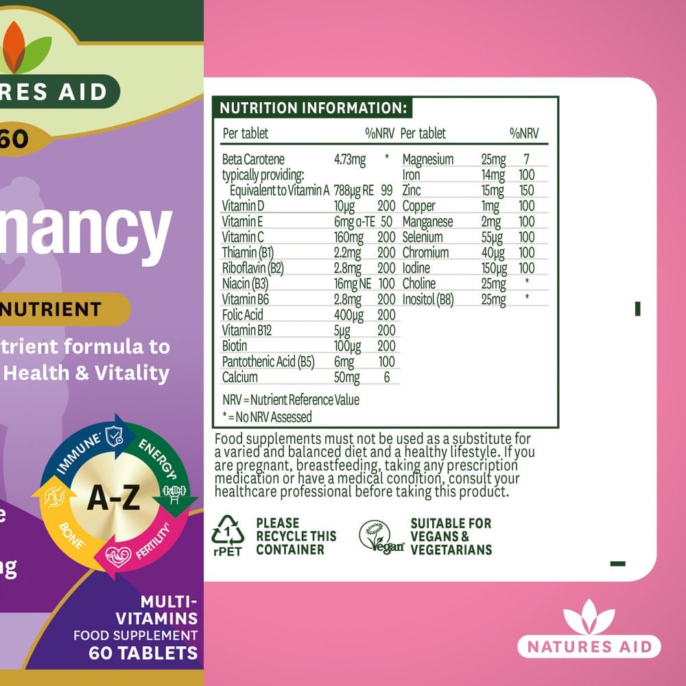 Natures Aid Pregnancy Multi-Vitamins & Minerals 60 Tablets