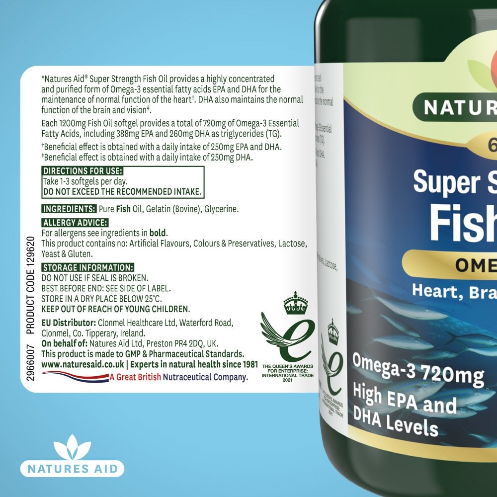NATURES AID Super Strength Fish Oil - 1200 (60 Softgels