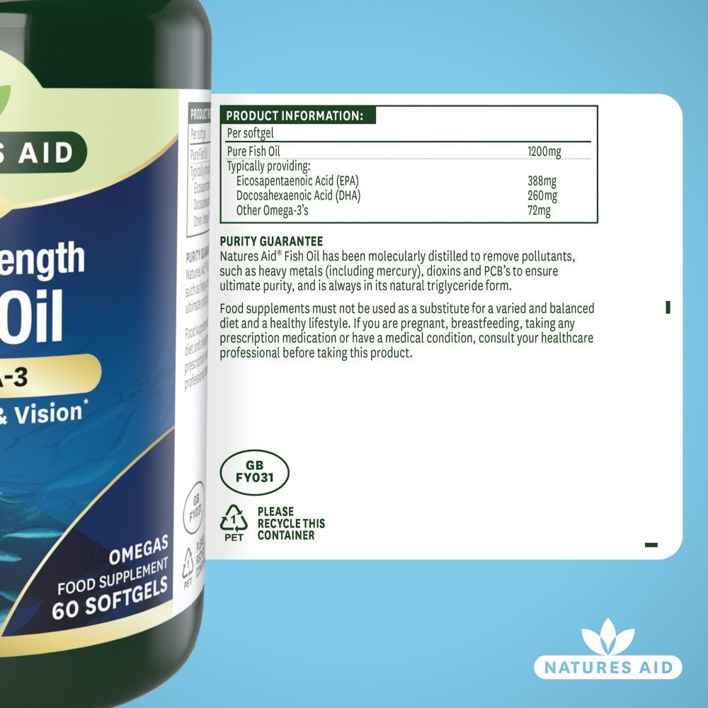 NATURES AID Super Strength Fish Oil - 1200 (60 Softgels