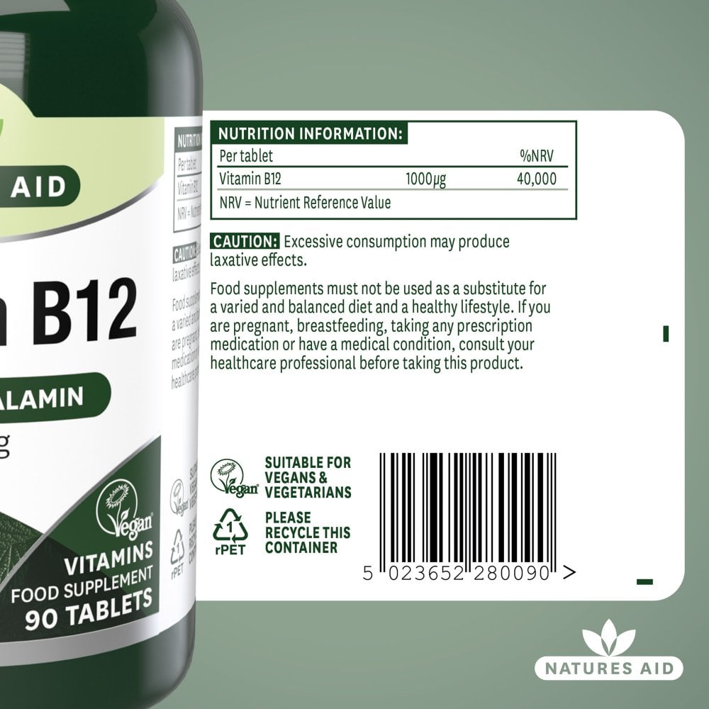 Natures Aid Vitamin B12 (Sublingual) 90 Tablets