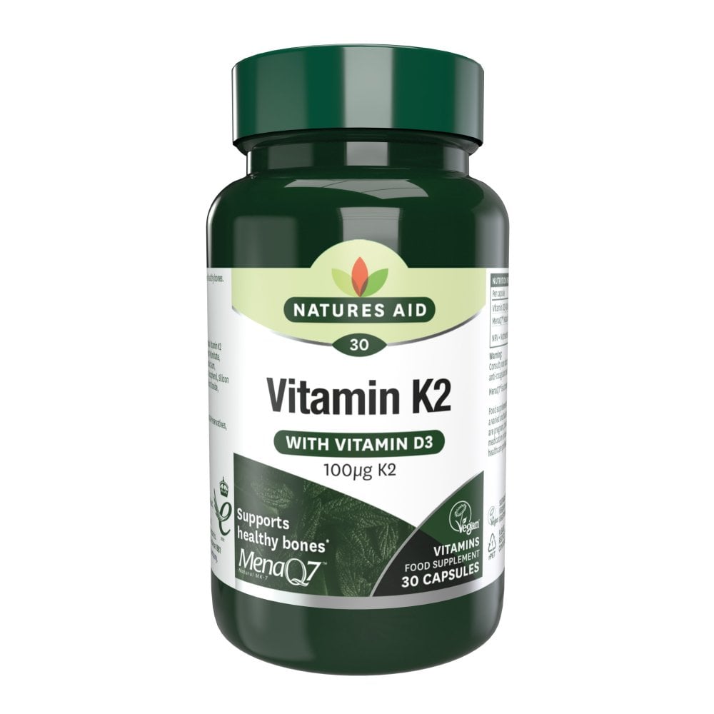 Natures Aid Vitamin K2 MenaQ7 (with Vitamin D3) 30 Capsules