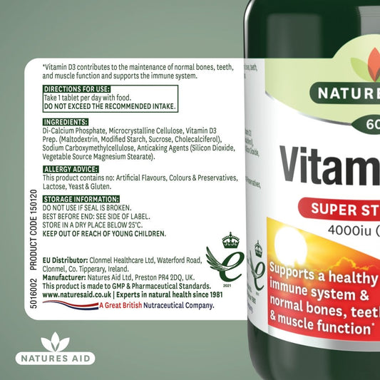 Natures Aid Vitamin D3 4000iu 60 Tablets